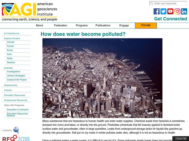 American Geosciences Institute: How Does Water Become Polluted? Article