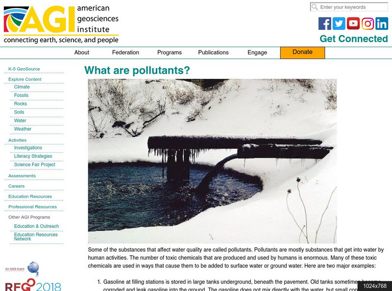 American Geosciences Institute: What Are Pollutants? Article American Geosciences Institute: What Are Pollutants? Article