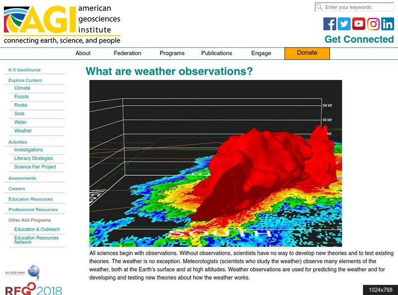 American Geosciences Institute: What Are Weather Observations? Article