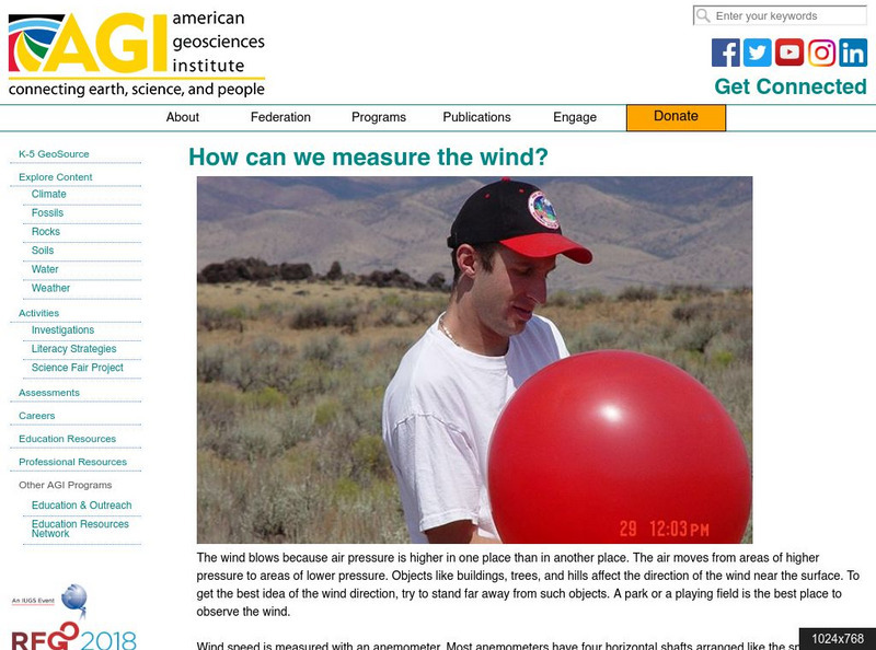 American Geosciences Institute: How Can We Measure the Wind? Article