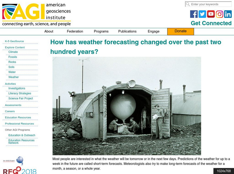 American Geosciences Institute: Weather Forecasting Over 200 Years Article