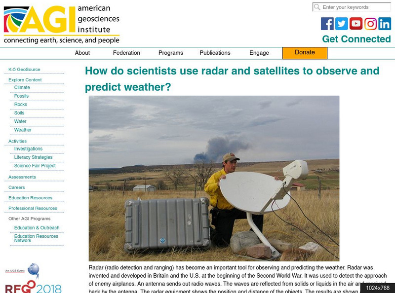 American Geosciences Institute: Radar and Satellites Observe Predict Weather Article