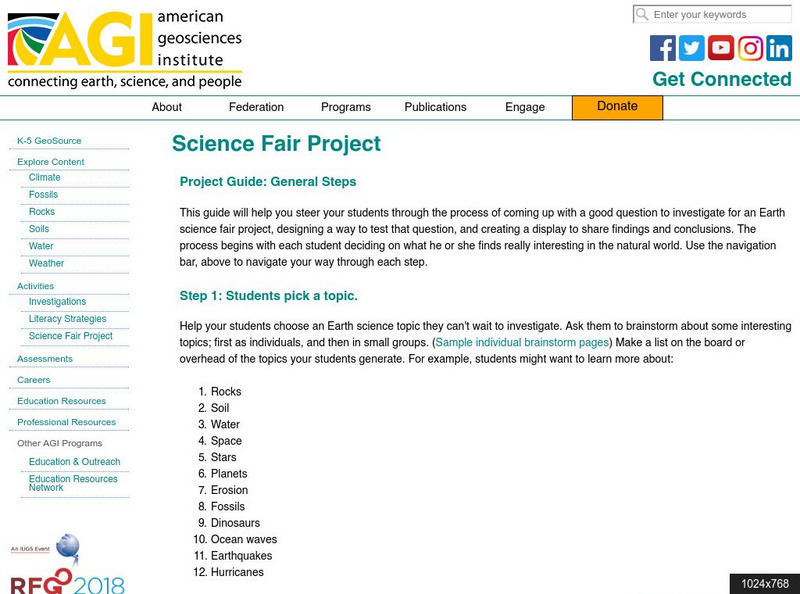 American Geosciences Institute: Science Fair Project Handout