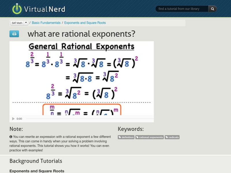 Virtual Nerd: What Are Rational Exponents? Instructional Video Virtual Nerd: What Are Rational Exponents? Instructional Video