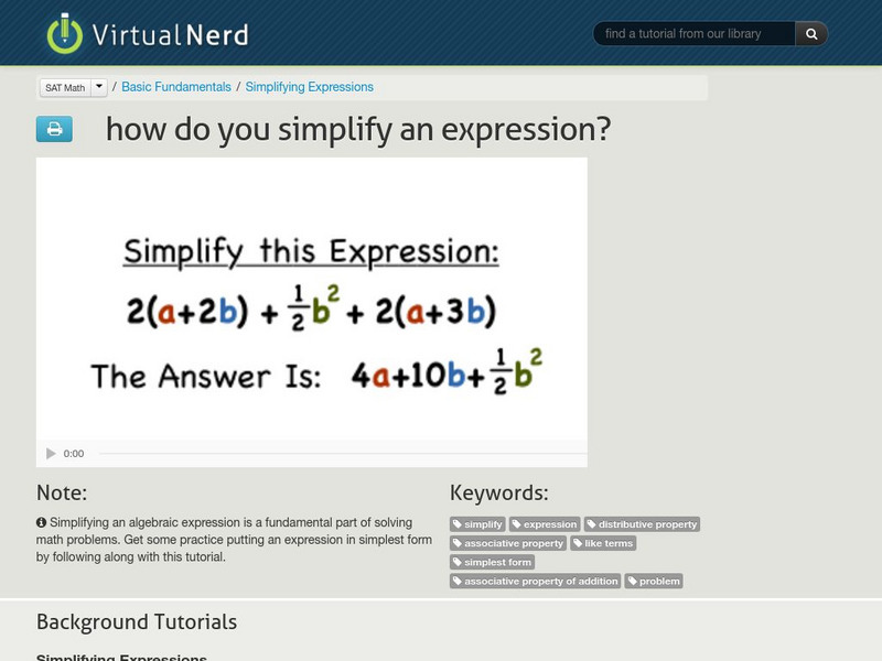 Virtual Nerd: How Do You Simplify an Expression? Instructional Video Virtual Nerd: How Do You Simplify an Expression? Instructional Video