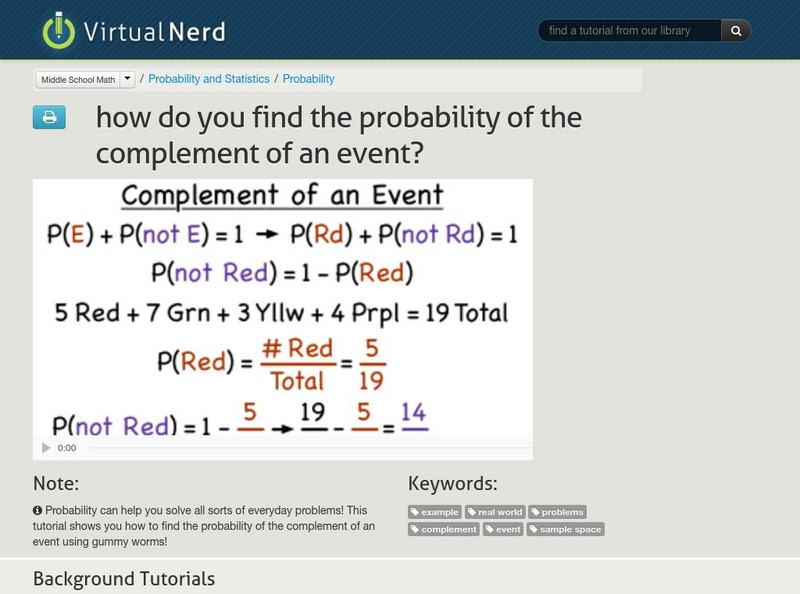 Virtual Nerd: How Do You Find the Probability of the Complement of an Event? Instructional Video