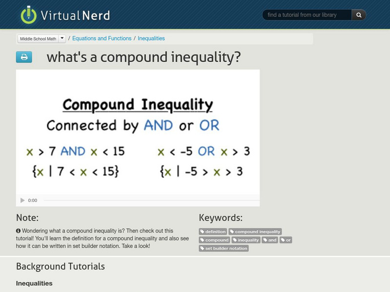 Virtual Nerd: What's a Compound Inequality? Instructional Video Virtual Nerd: What's a Compound Inequality? Instructional Video