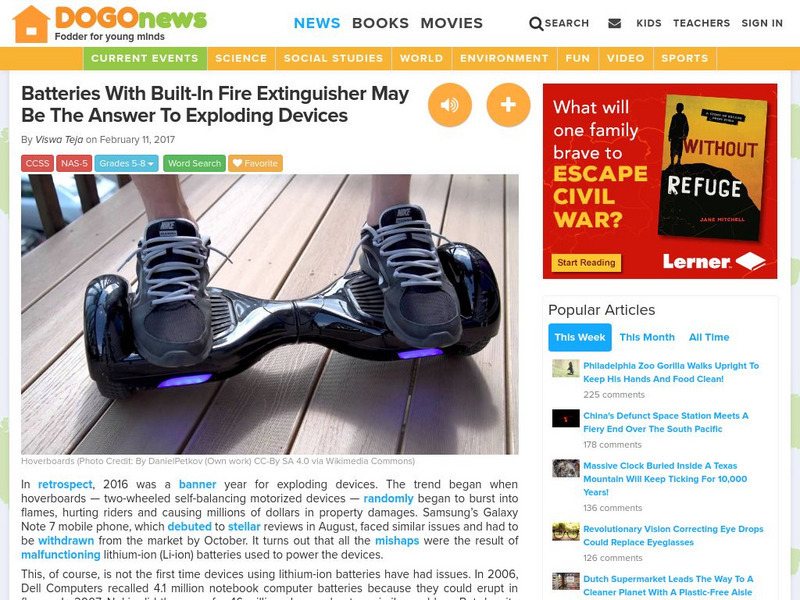 Dogo News: Batteries With Built in Fire Extinguisher Answer to Exploding Devices Article Dogo News: Batteries With Built in Fire Extinguisher Answer to Exploding Devices Article