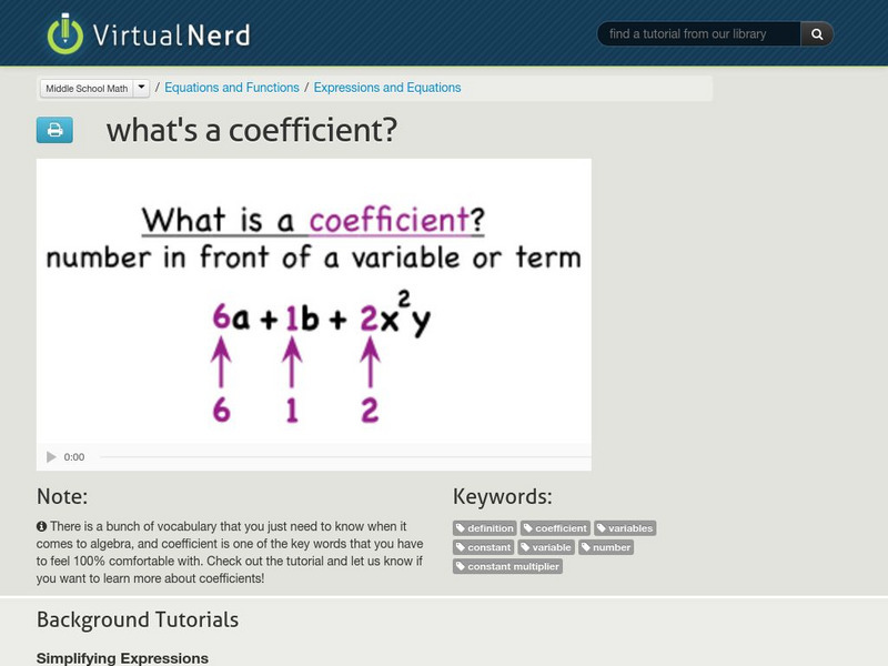 Virtual Nerd: What's a Coefficient? Instructional Video