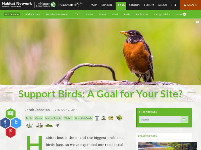 Habitat Network: Support Birds: A Goal for Your Site? Article Habitat Network: Support Birds: A Goal for Your Site? Article