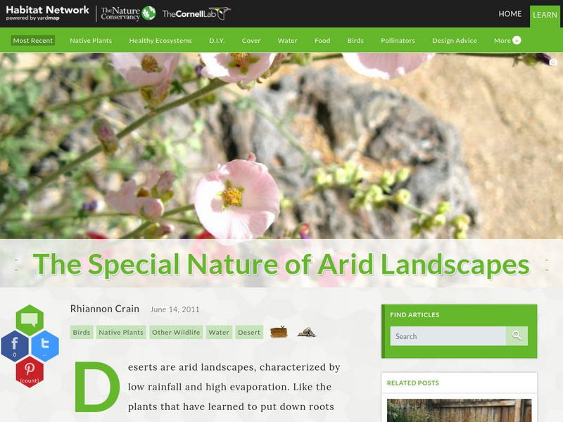 Habitat Network: The Special Nature of Arid Landscapes Article Habitat Network: The Special Nature of Arid Landscapes Article