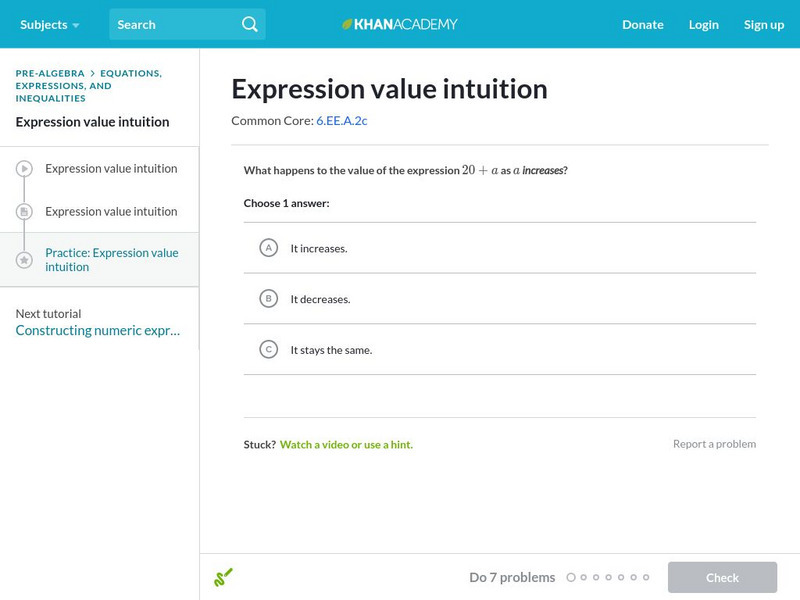 Khan Academy: Expression Value Intuition Unit Plan Khan Academy: Expression Value Intuition Unit Plan