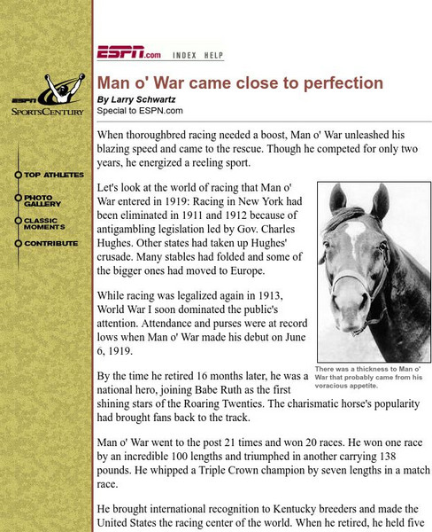 Espn: Man O' War Activity