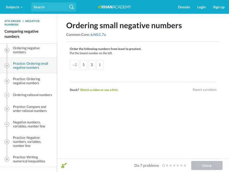 Khan Academy: Ordering Small Negative Numbers Unit Plan Khan Academy: Ordering Small Negative Numbers Unit Plan
