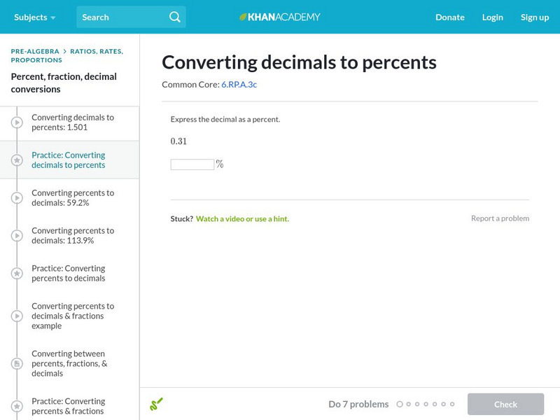 Khan Academy: Converting Decimals to Percents Unit Plan Khan Academy: Converting Decimals to Percents Unit Plan