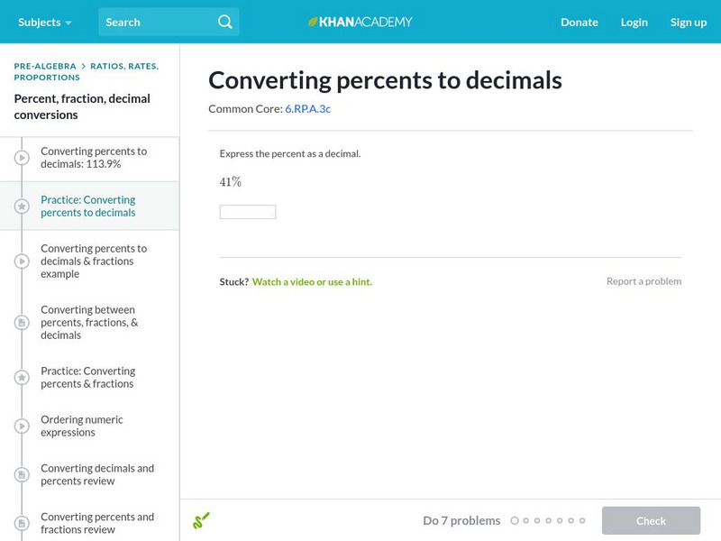 Khan Academy: Converting Percents to Decimals Unit Plan Khan Academy: Converting Percents to Decimals Unit Plan