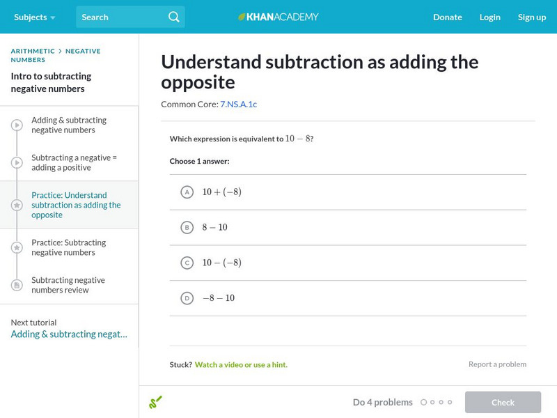 Khan Academy: Understand Subtraction as Adding the Opposite Unit Plan Khan Academy: Understand Subtraction as Adding the Opposite Unit Plan