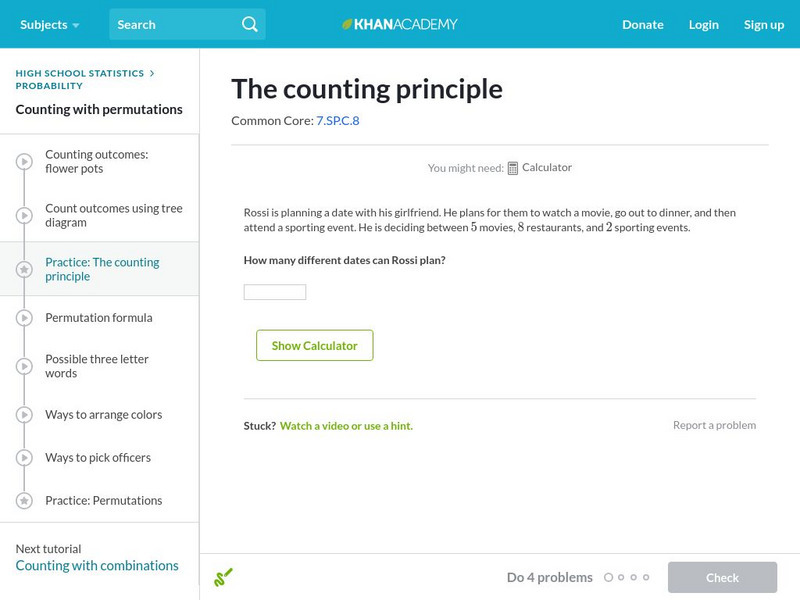 Khan Academy: The Counting Principle Unit Plan Khan Academy: The Counting Principle Unit Plan