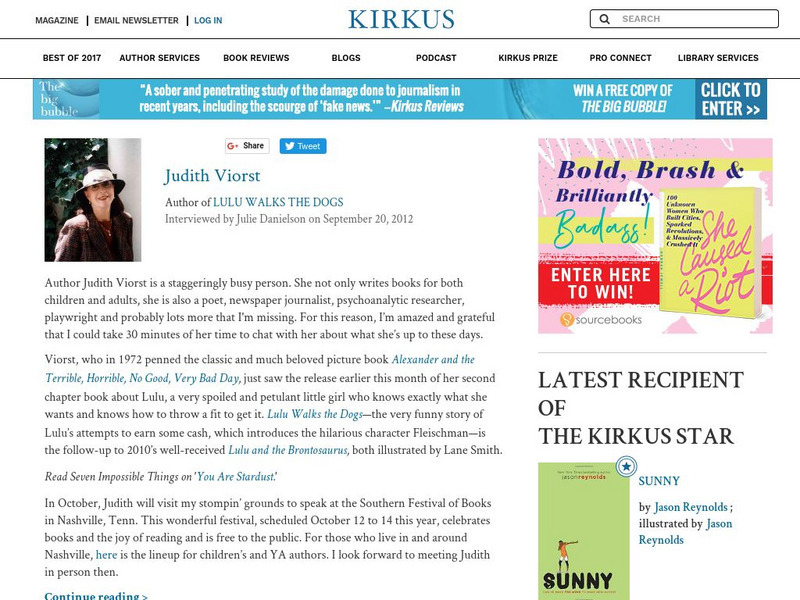 Kirkus Media: Judith Viorst Handout Kirkus Media: Judith Viorst Handout