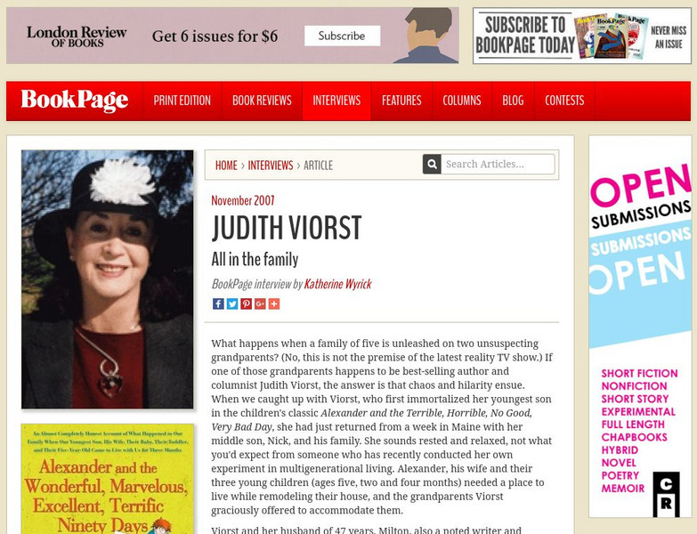 Book Page: Judith Viorst: All in the Family Handout