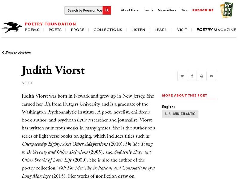 Poetry Foundation: Judith Viorst Handout