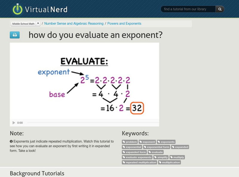 Virtual Nerd: How Do You Evaluate an Exponent? Instructional Video
