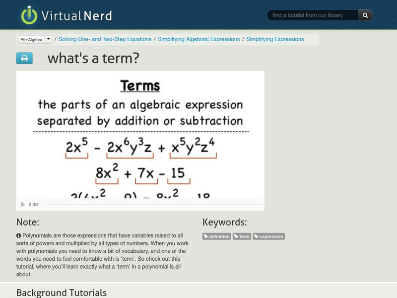 Virtual Nerd: What's a Term? Instructional Video