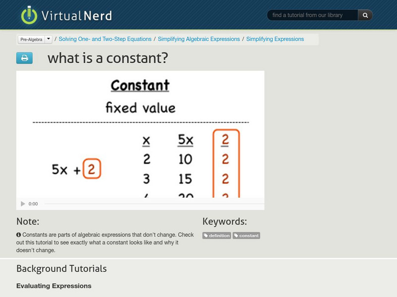 Virtual Nerd: What Is a Constant? Instructional Video