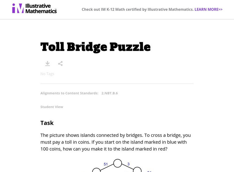 Illustrative Mathematics: Toll Bridge Puzzle Activity Illustrative Mathematics: Toll Bridge Puzzle Activity