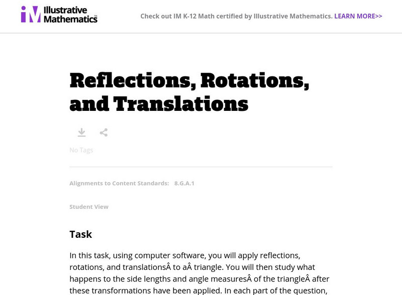 Illustrative Mathematics: Reflections, Rotations, and Translations Lesson Plan Illustrative Mathematics: Reflections, Rotations, and Translations Lesson Plan