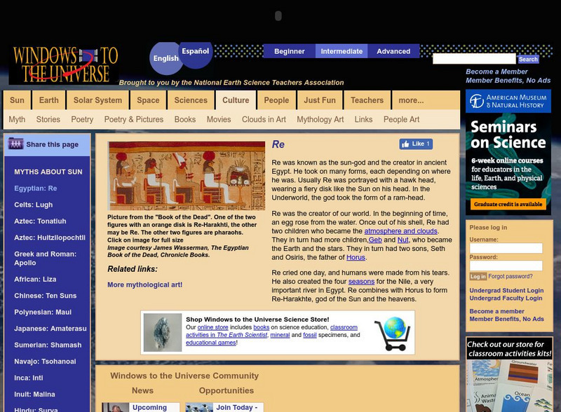Windows to the Universe: Re Article Windows to the Universe: Re Article