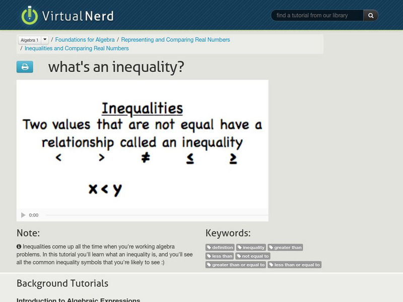 Virtual Nerd: What's an Inequality? Instructional Video