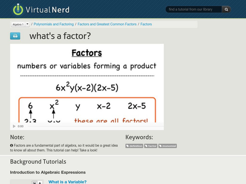 Virtual Nerd: What's a Factor? Instructional Video