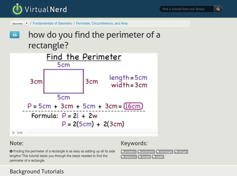 Virtual Nerd: How Do You Find the Perimeter of a Rectangle? Instructional Video