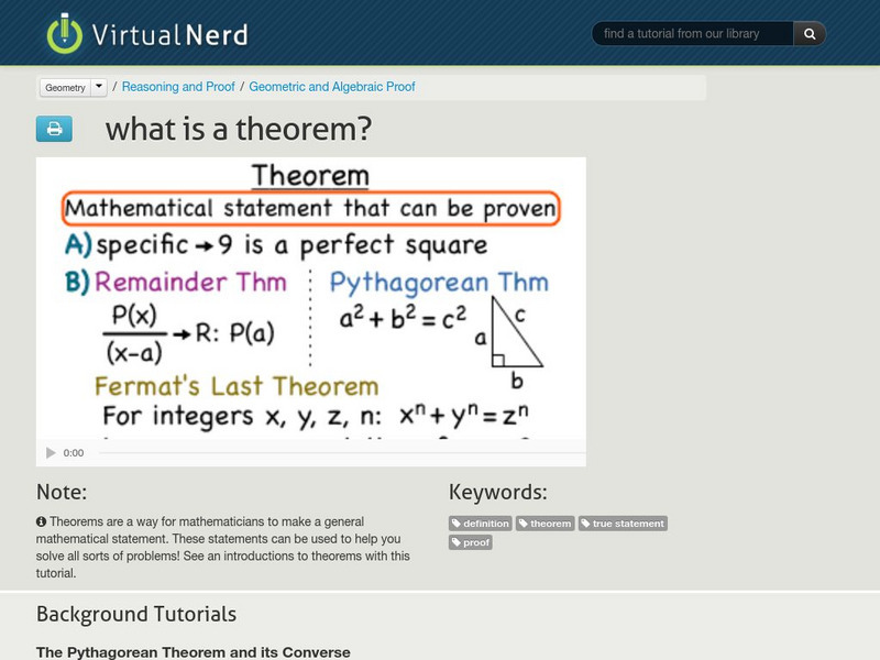Virtual Nerd: What Is a Theorem? Instructional Video