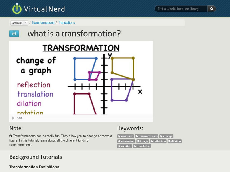 Virtual Nerd: What Is a Transformation? Instructional Video Virtual Nerd: What Is a Transformation? Instructional Video