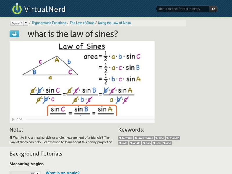 Virtual Nerd: What Is the Law of Sines? Instructional Video Virtual Nerd: What Is the Law of Sines? Instructional Video