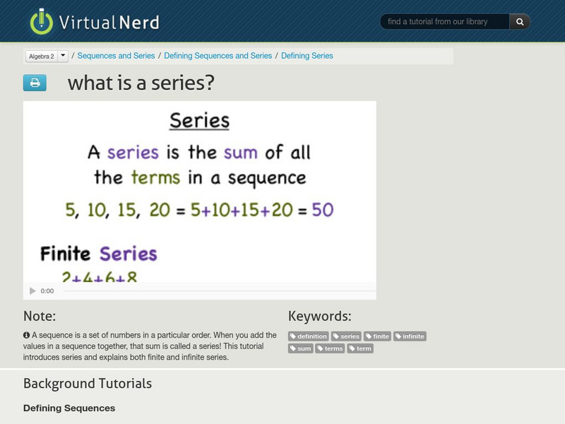 Virtual Nerd: What Is a Series? Instructional Video
