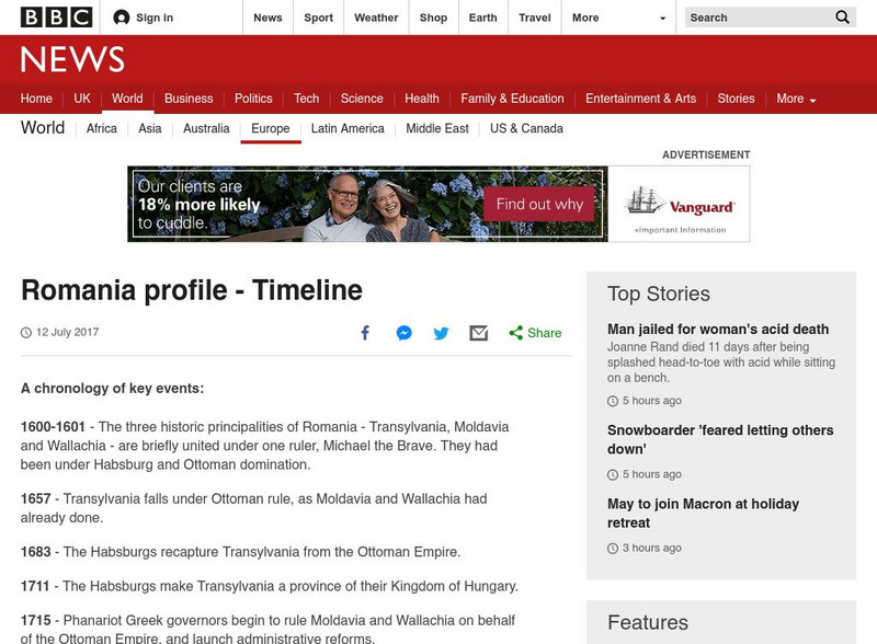 Bbc: Timeline Romania Handout Bbc: Timeline Romania Handout