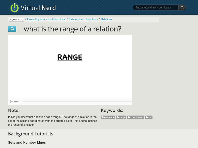 Virtual Nerd: What Is the Range of a Relation? Instructional Video