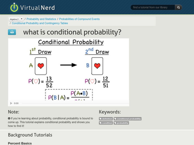 Virtual Nerd: What Is Conditional Probability? Instructional Video Virtual Nerd: What Is Conditional Probability? Instructional Video