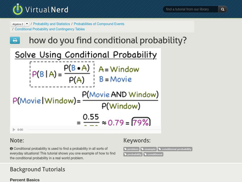 Virtual Nerd: How Do You Find Conditional Probability? Instructional Video Virtual Nerd: How Do You Find Conditional Probability? Instructional Video