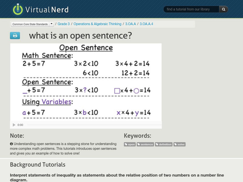 Virtual Nerd: What Is an Open Sentence? Instructional Video