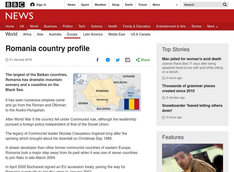 Bbc News: Country Profile: Romania Handout Bbc News: Country Profile: Romania Handout