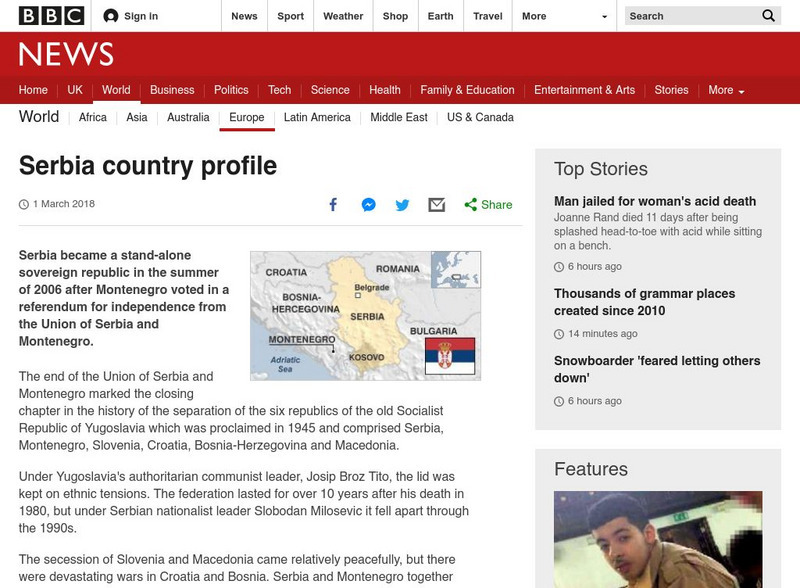Bbc: Serbia Country Profile Handout