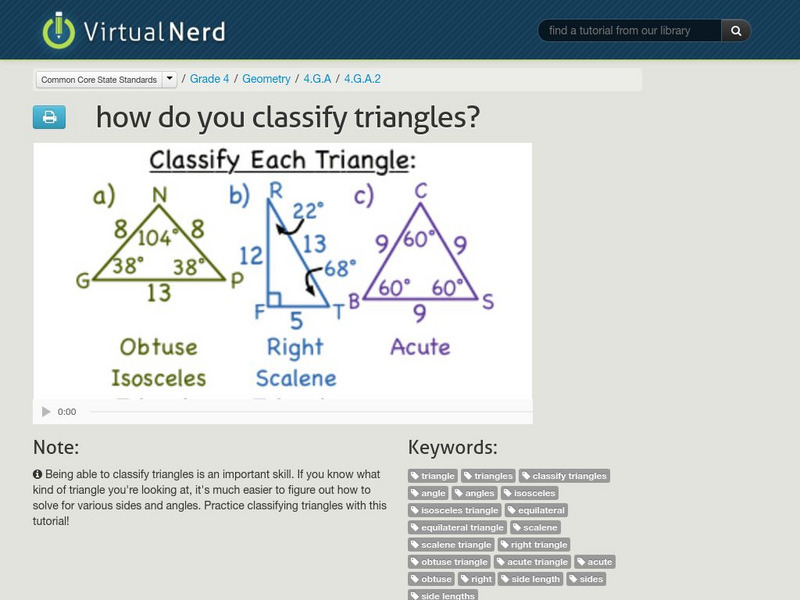 Virtual Nerd: How Do You Classify Triangles? Instructional Video Virtual Nerd: How Do You Classify Triangles? Instructional Video
