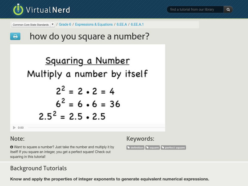 Virtual Nerd: How Do You Square a Number? Instructional Video
