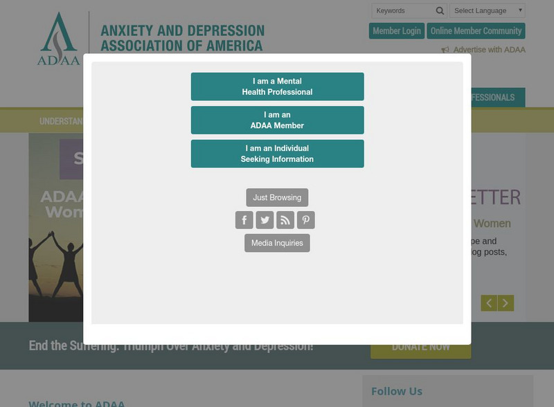 Anxiety Disorders Association of America Website Anxiety Disorders Association of America Website