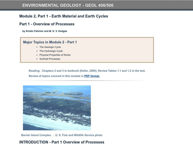 Idaho State University: Environmental Geology: Earth Material and Earth Cycles Unit Plan Idaho State University: Environmental Geology: Earth Material and Earth Cycles Unit Plan