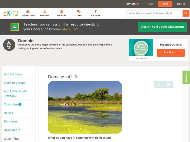 Ck 12: Life Science: Domains of Life Unit Plan Ck 12: Life Science: Domains of Life Unit Plan